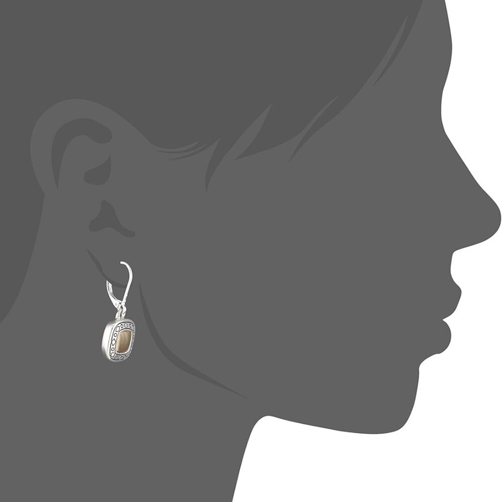 Pattern Balance Two Tone Leverback Drop Earrings - Picture 2 of 2